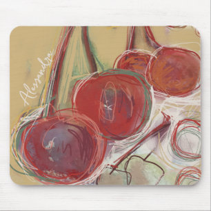 Personalized Name Initials Retro Hand Drawn Cherry Mouse Pad