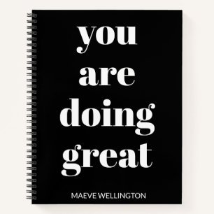 Personalized Name Inspirational Quote Black White Notebook
