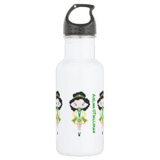 Personalized name irish dancing troupe black hair 532 ml water bottle
