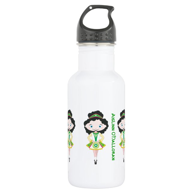 Personalized name irish dancing troupe black hair 532 ml water bottle (Front)