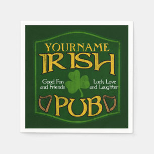 Personalized Name Irish Pub Paper Napkins