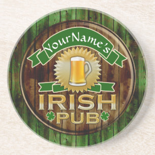 Personalized Name Irish Pub Sign St. Patrick's Day Coaster