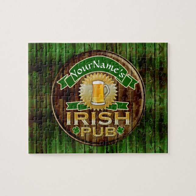 Personalized Name Irish Pub Sign St. Patrick's Day Jigsaw Puzzle (Horizontal)