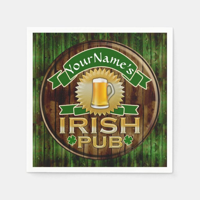 Personalized Name Irish Pub Sign St. Patrick's Day Napkin (Front)