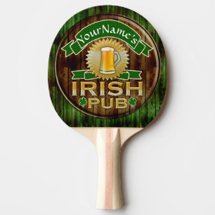 Personalized Name Irish Pub Sign St. Patrick's Day Ping Pong Paddle