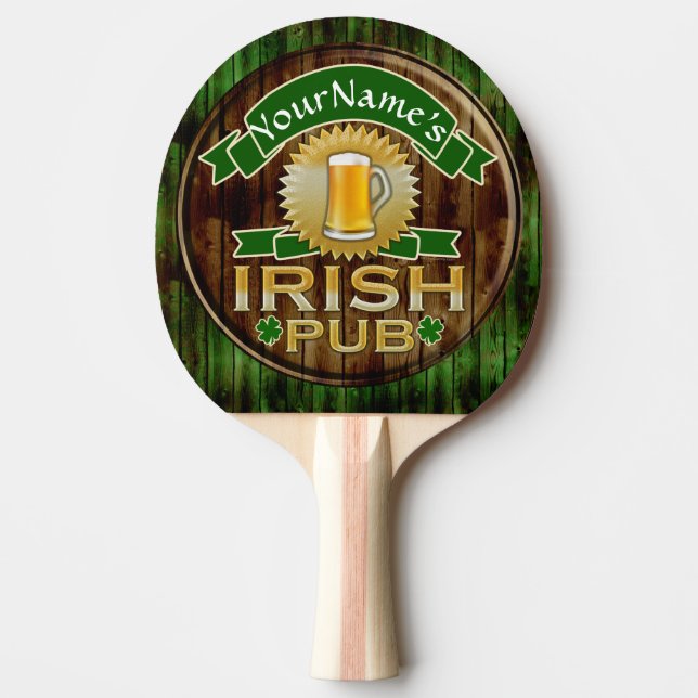 Personalized Name Irish Pub Sign St. Patrick's Day Ping Pong Paddle (Front)