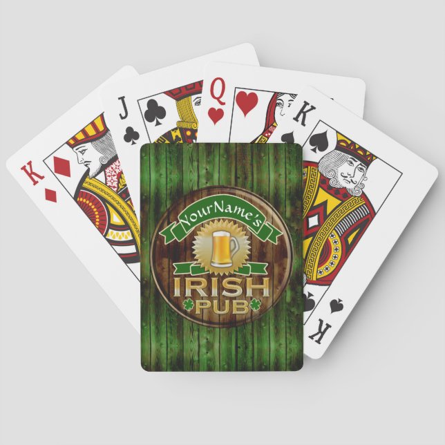 Personalized Name Irish Pub Sign St. Patrick's Day Playing Cards (Back)