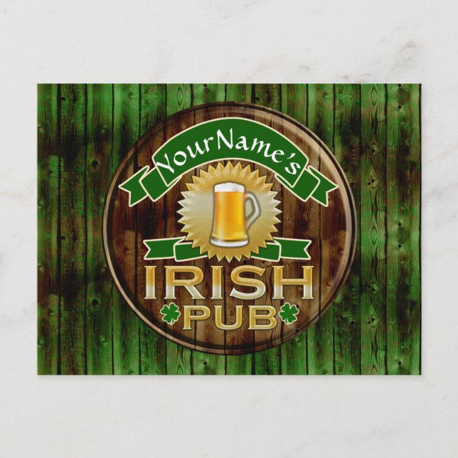 Personalized Name Irish Pub Sign St. Patrick's Day Postcard (Front)
