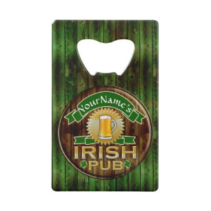 Personalized Name Irish Pub Sign St. Patrick's Day Wallet Bottle Opener