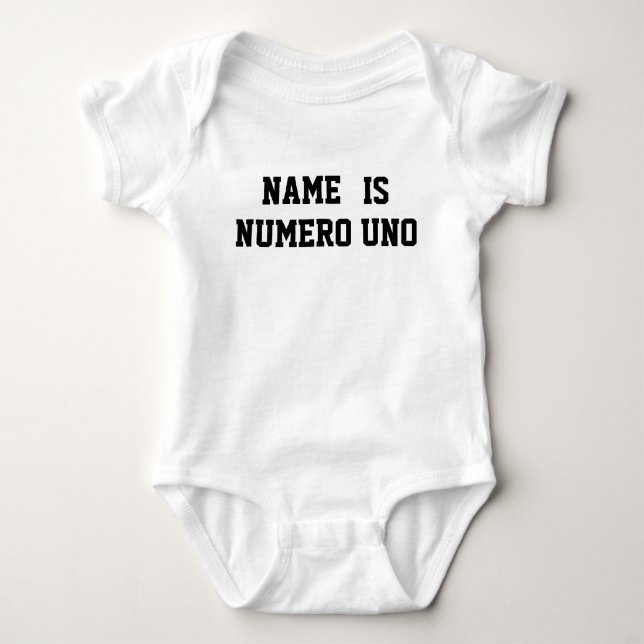 Personalized Name Is Numero Uno Baby Bodysuit (Front)