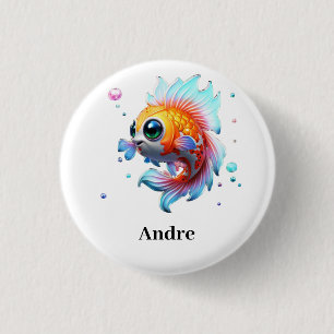 Personalized Name Japanese Koi Fish 1 Inch Round Button