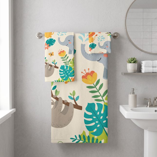 Personalized Name Jungle Fun Bath Towel Set (Creator Uploaded)
