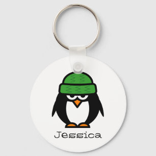 Personalized name keychain for penguin lovers