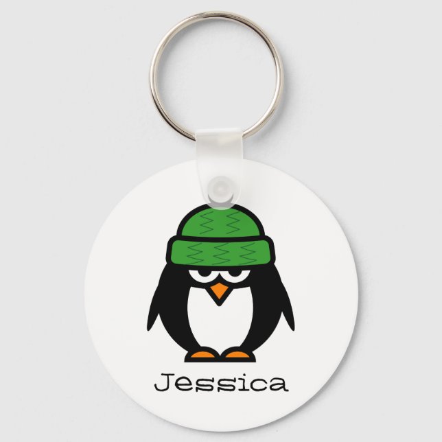 Personalized name keychain for penguin lovers (Front)