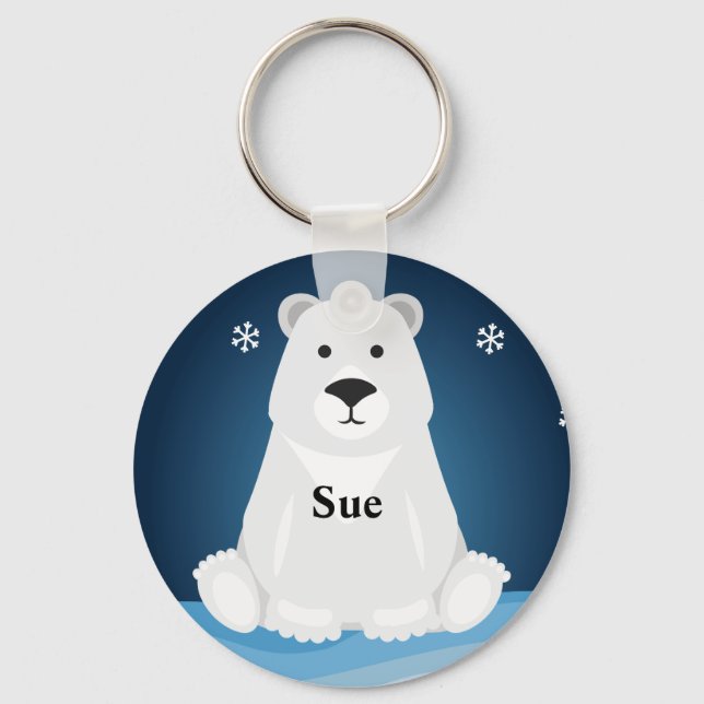 personalized name keychain with polar bear (Front)