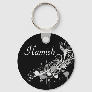 Personalized Name Keyring - Black Pattern