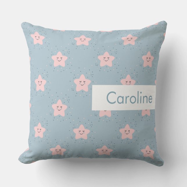 Personalized Name Kids Cute Pattern Throw Pillow (Front)