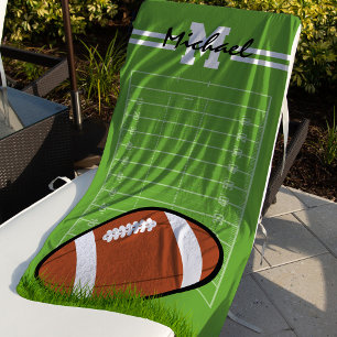 Personalized Name Kids Football Beach Towel