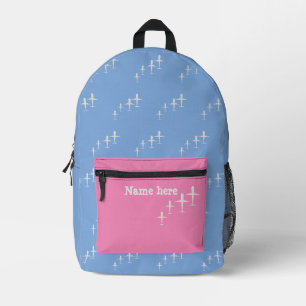 Personalized Name Kids Fun Airplanes Pink Blue Printed Backpack