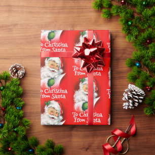 Personalized Name Kids Winking Santa Christmas Wrapping Paper