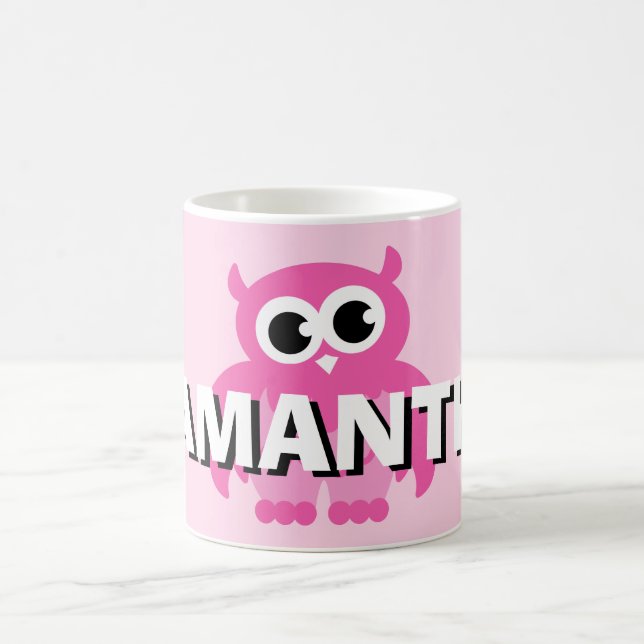 Personalized name kids's mug with funny owl design (Center)