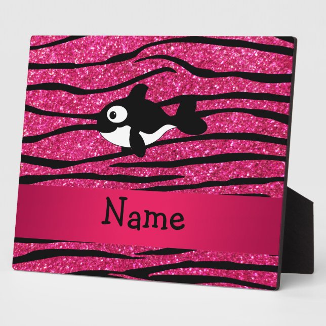 Personalized name killer whale zebra stripes plaque (Side)