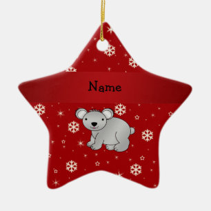 Personalized name koala red snowflakes ceramic ornament