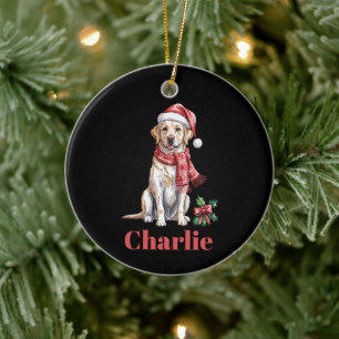 Personalized Name Labrador Retriever Christmas Ceramic Ornament