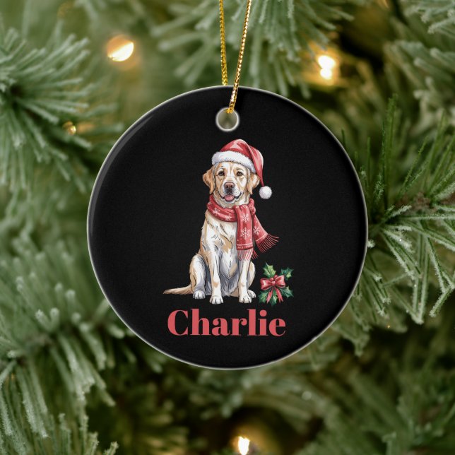 Personalized Name Labrador Retriever Christmas Ceramic Ornament (Tree)