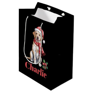 Personalized Name Labrador Retriever Christmas Medium Gift Bag
