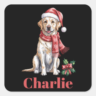 Personalized Name Labrador Retriever Christmas Square Sticker