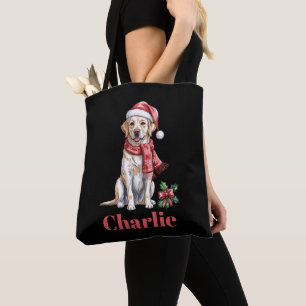 Personalized Name Labrador Retriever Christmas Tote Bag