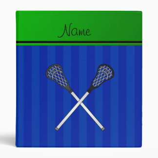 Personalized name lacrosse sticks blue stripes binder