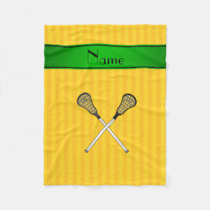 Personalized name lacrosse yellow stripes fleece blanket