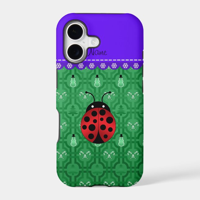 Personalized name ladybug green snowmen (Back)