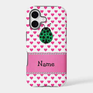Personalized name ladybug pink hearts polka dots