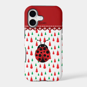 Personalized name ladybug red green snowmen