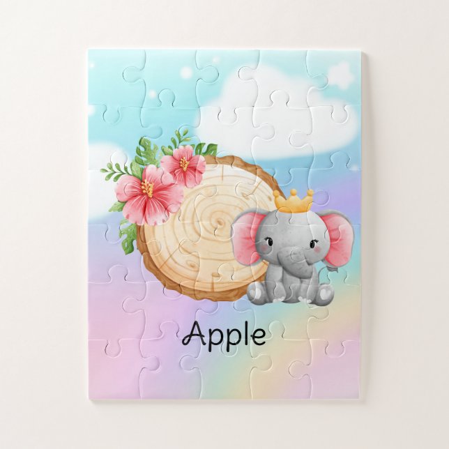 Personalized name large size Elephant puzzle (Vertical)