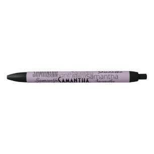 Personalized Name Lavender Black Ink Pen