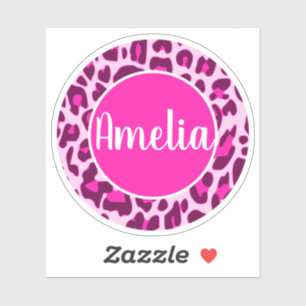 Personalized Name Leopard Animal Print Bright Pink