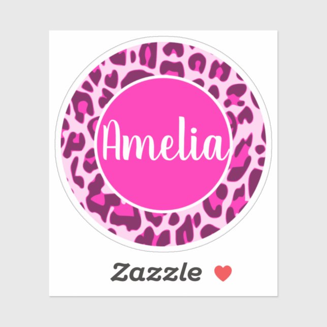 Personalized Name Leopard Animal Print Bright Pink (Sheet)
