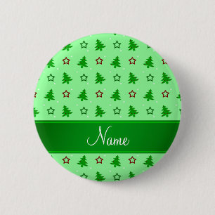 Personalized name light green christmas stars 2 inch round button
