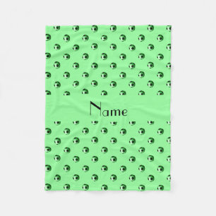 Personalized name light green soccer balls fleece blanket