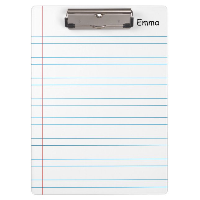 Personalized Name Lined Notebook Paper Clipboard (Front)