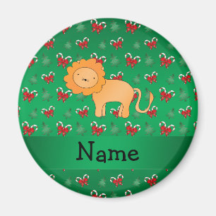 Personalized name lion green candy canes bows magnet