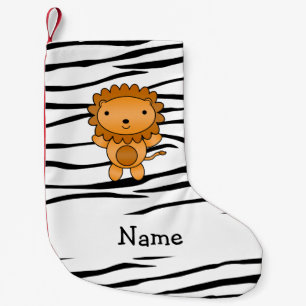 Personalized name lion zebra stripes small christmas stocking