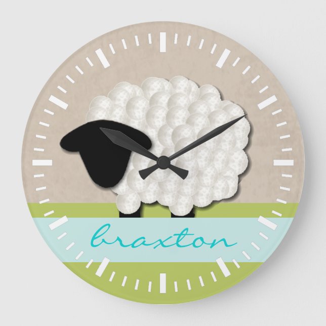 Personalized Name Little Lamb Nursery Clock (Front)