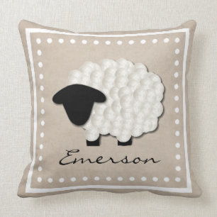 Personalized Name Little Lamb Nursery Pillow