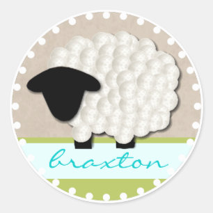 Personalized Name Little Lamb Stickers (Round)