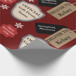 Personalized Name & Location Official Santa Wrapping Paper